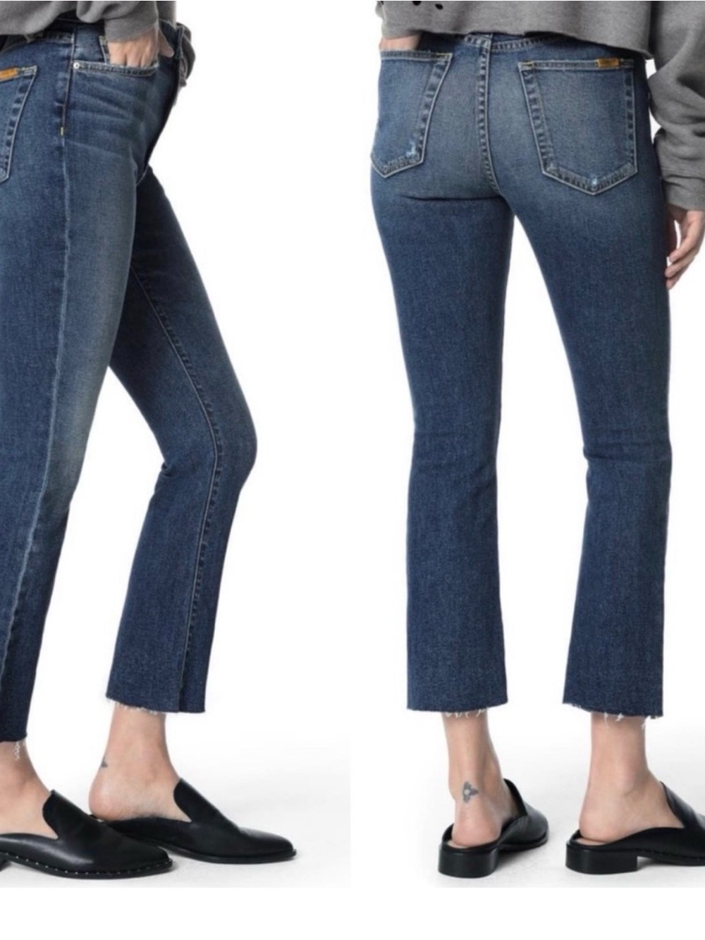 Joe’s Maternity Callie High Rise Cropped Boot Cut Raw Hem Blue Jeans Sz 29‎
